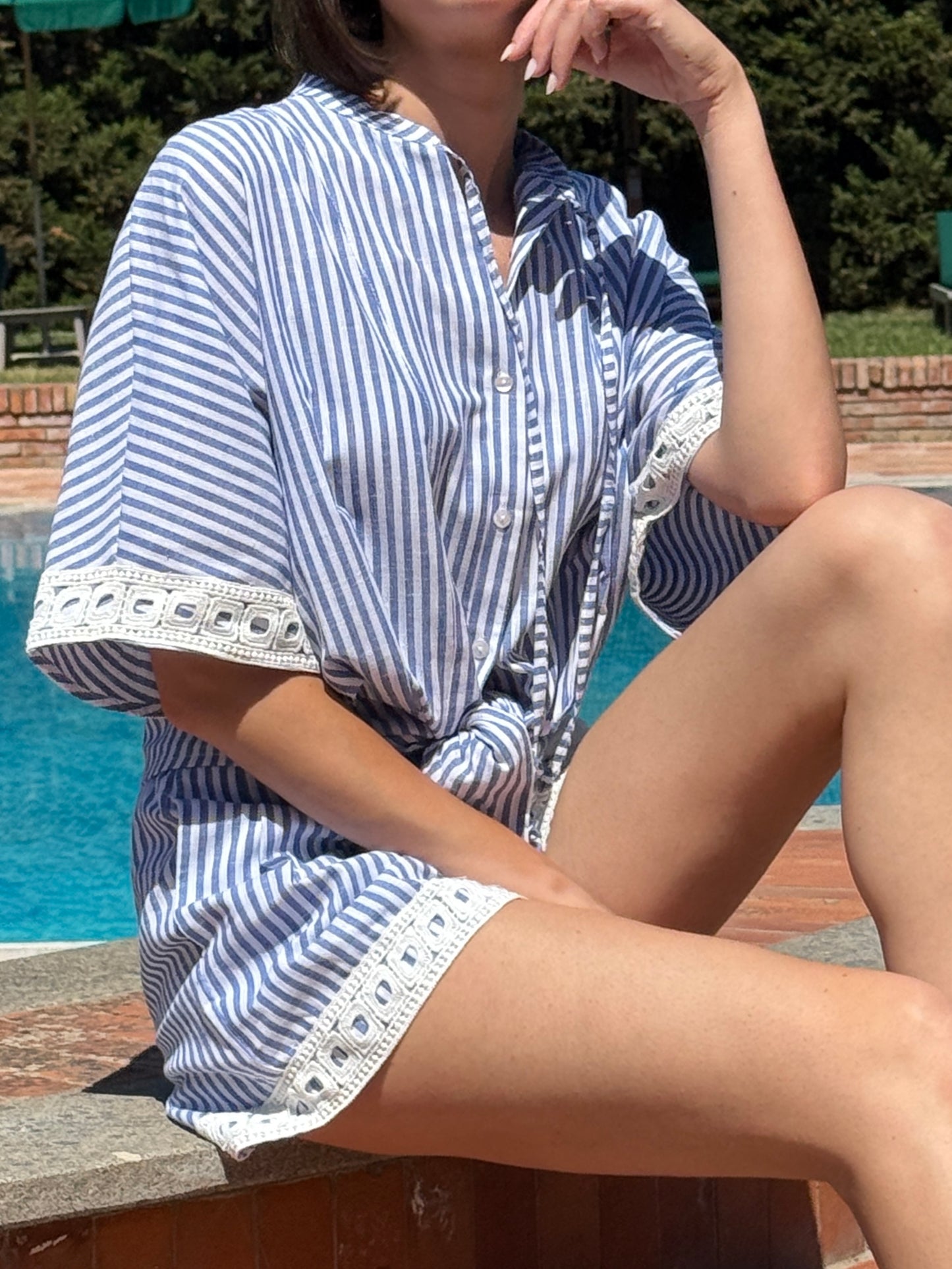 Camicia rigata con dettagli Boho-Chic - Philia Loft