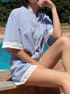 Camicia rigata con dettagli Boho-Chic - Philia Loft