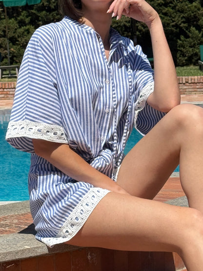 Camicia rigata con dettagli Boho-Chic - Philia Loft