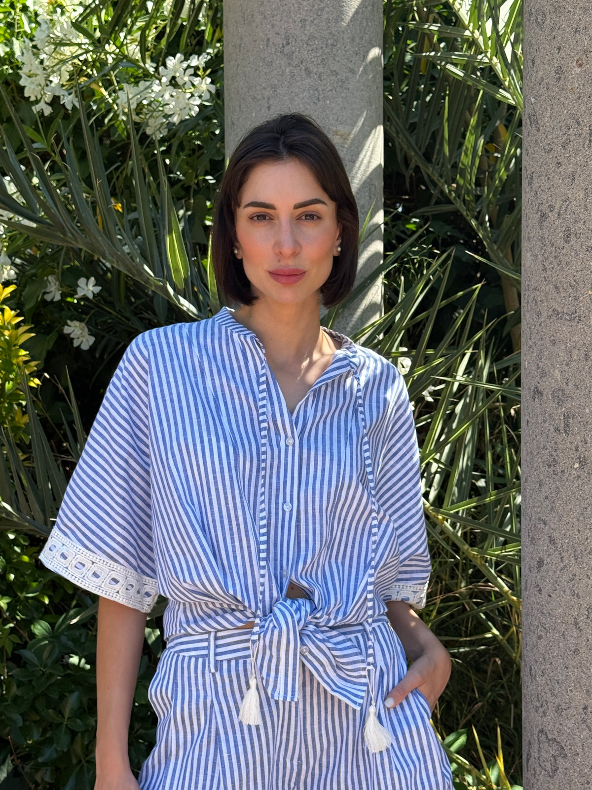 Camicia rigata con dettagli Boho-Chic - Philia Loft