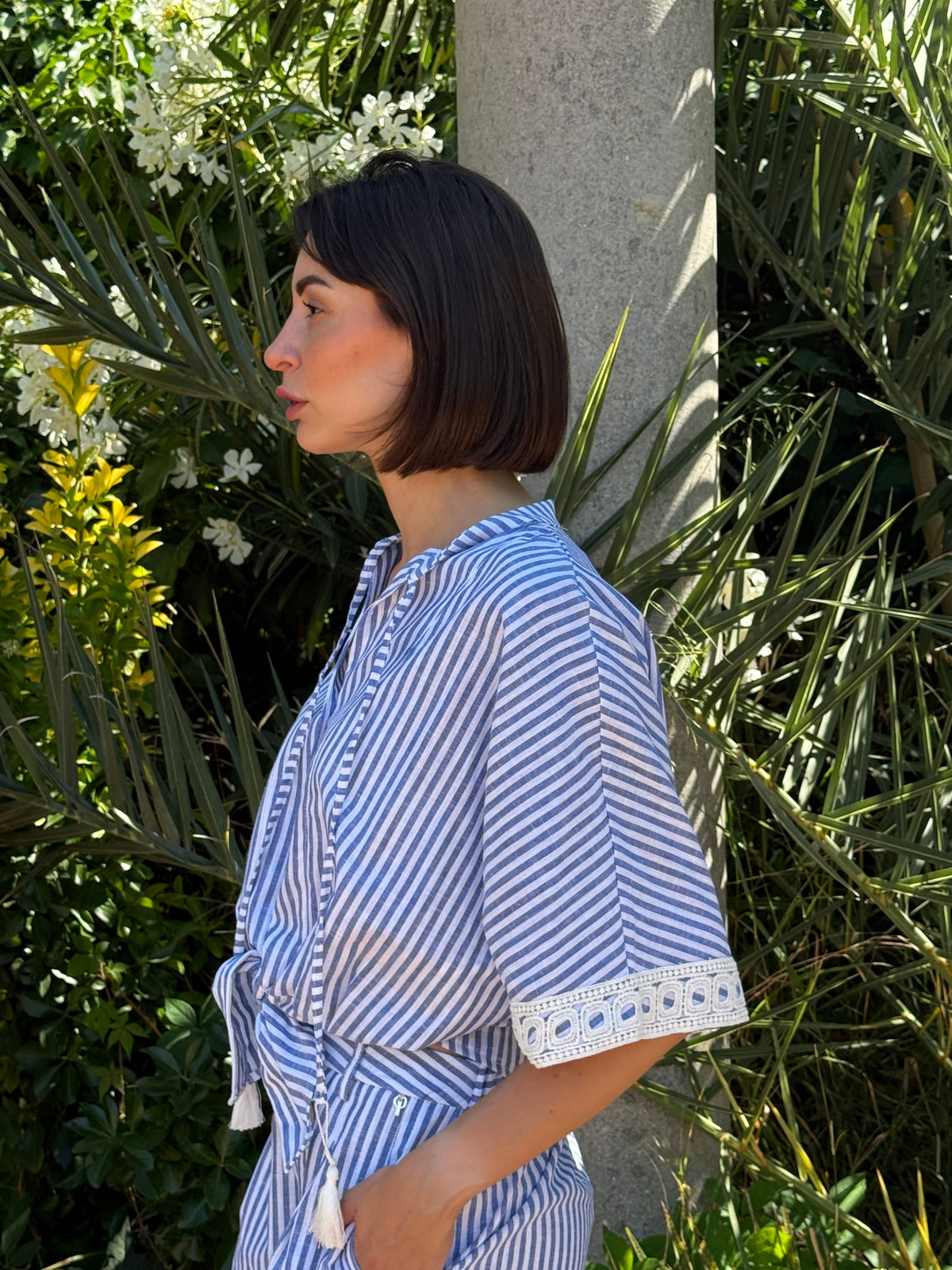 Camicia rigata con dettagli Boho-Chic - Philia Loft