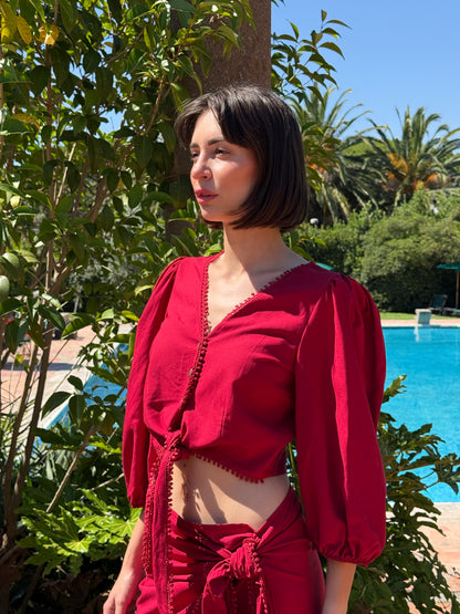 Camicia lino e viscosa con sollo a V - Philia Loft