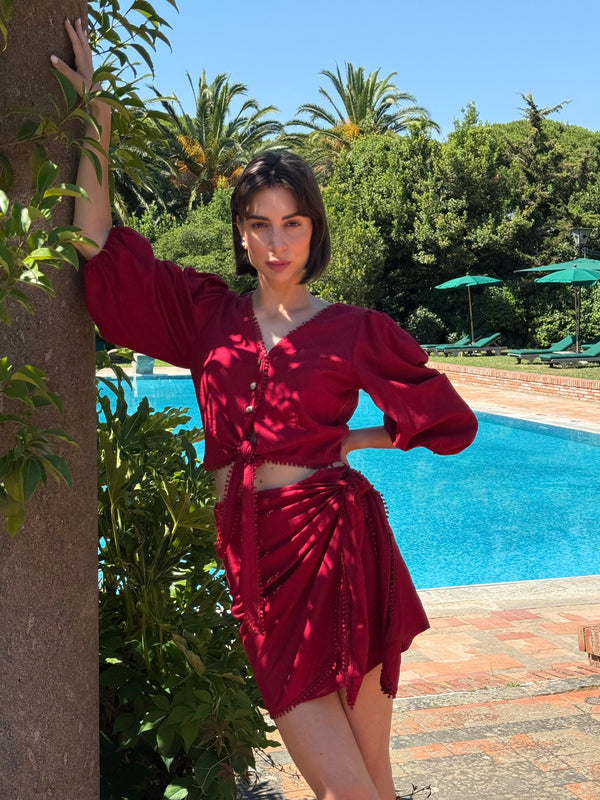 Camicia lino e viscosa con sollo a V - Philia Loft
