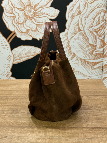 Borsa Retrò in suede colore  sigaro - Emporio Club