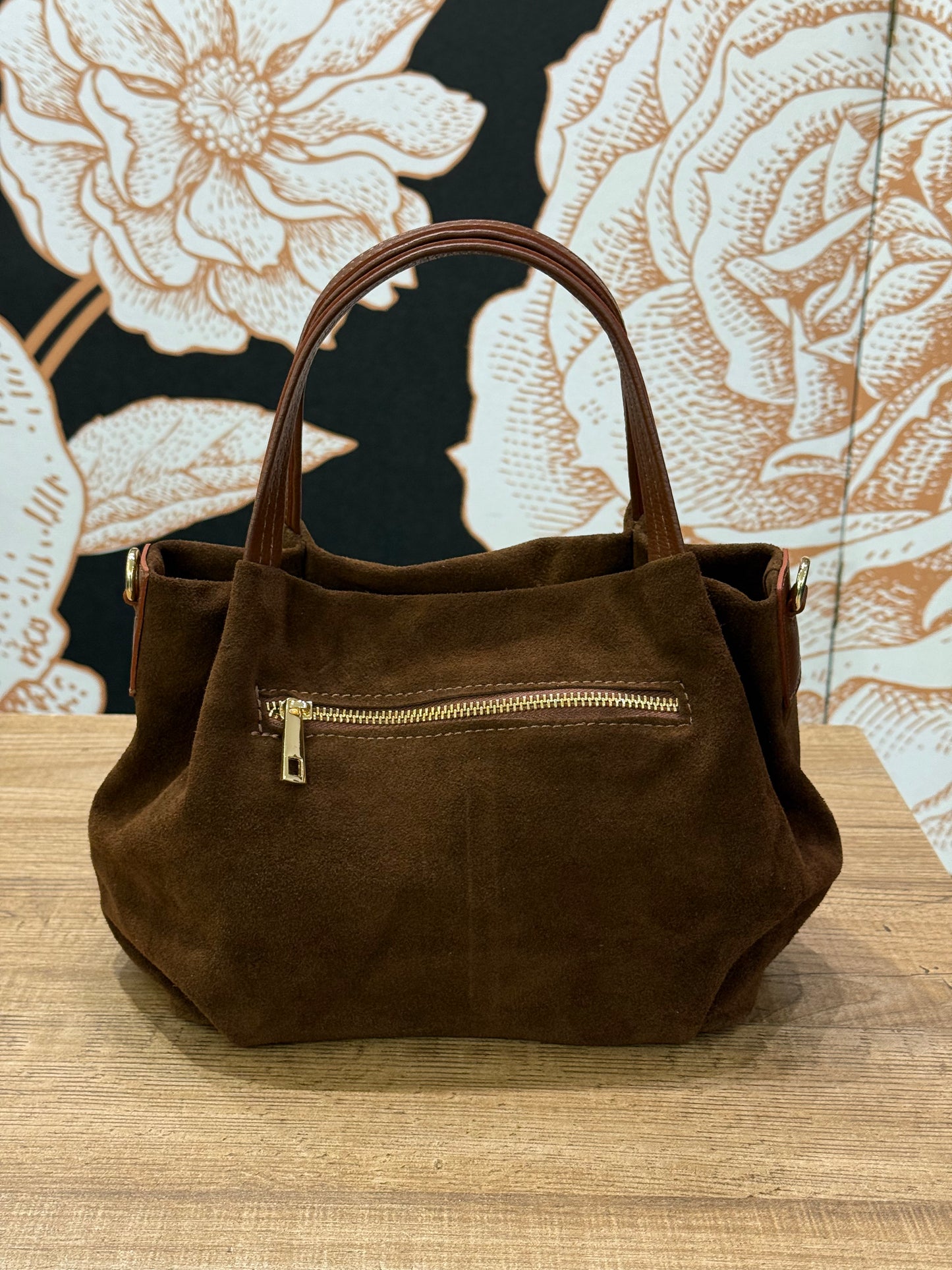 Borsa Retrò in suede colore  sigaro - Emporio Club