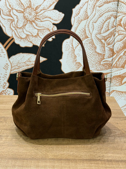 Borsa Retrò in suede colore  sigaro - Emporio Club