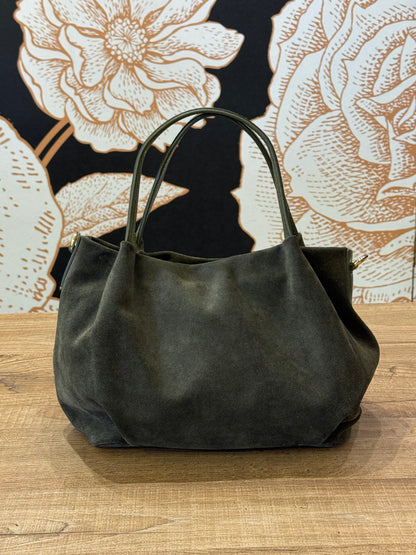 Borsa Retrò in suede colore verde - Emporio Club