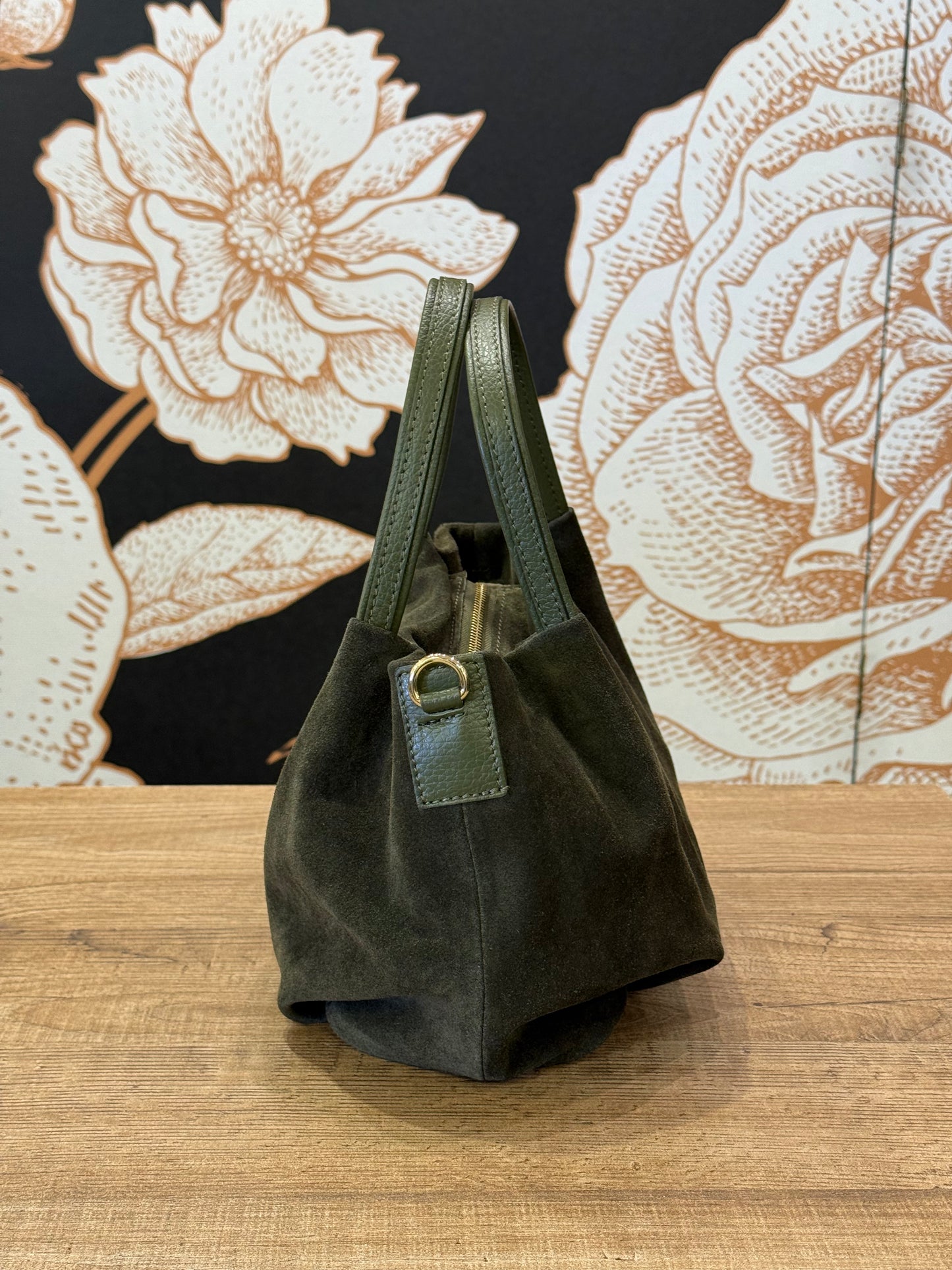 Borsa Retrò in suede colore verde - Emporio Club