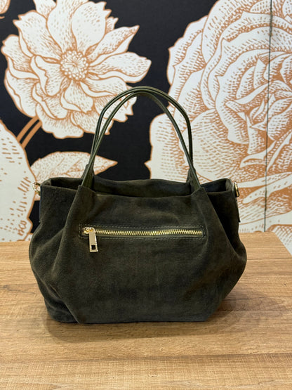 Borsa Retrò in suede colore verde - Emporio Club