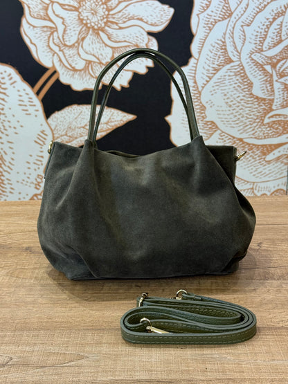 Borsa Retrò in suede colore verde - Emporio Club