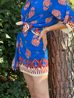 Gonna pareo blu fantasia arancione - Haveone