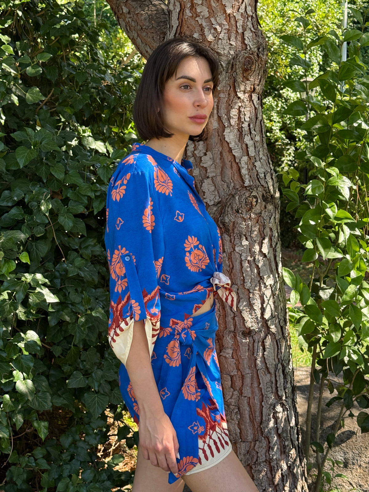 Gonna pareo blu fantasia arancione - Haveone
