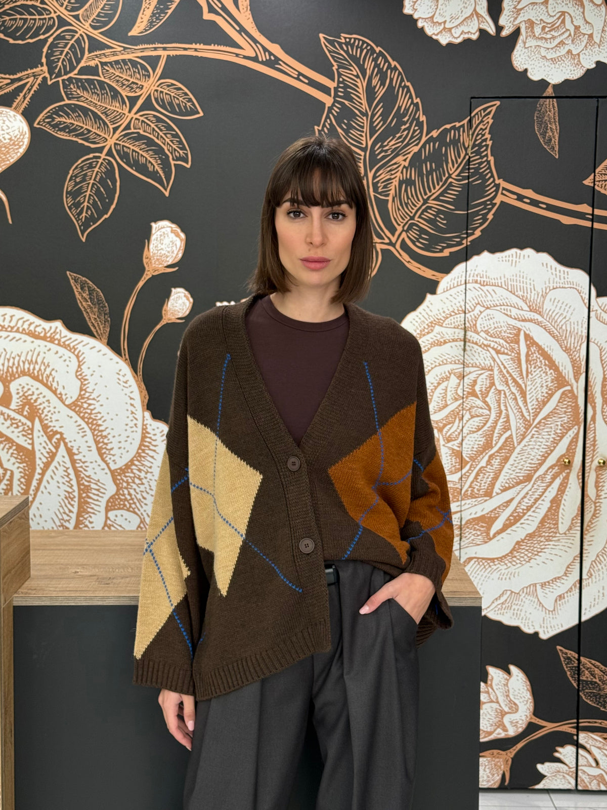 Cardigan a rombi moka - HaveOne