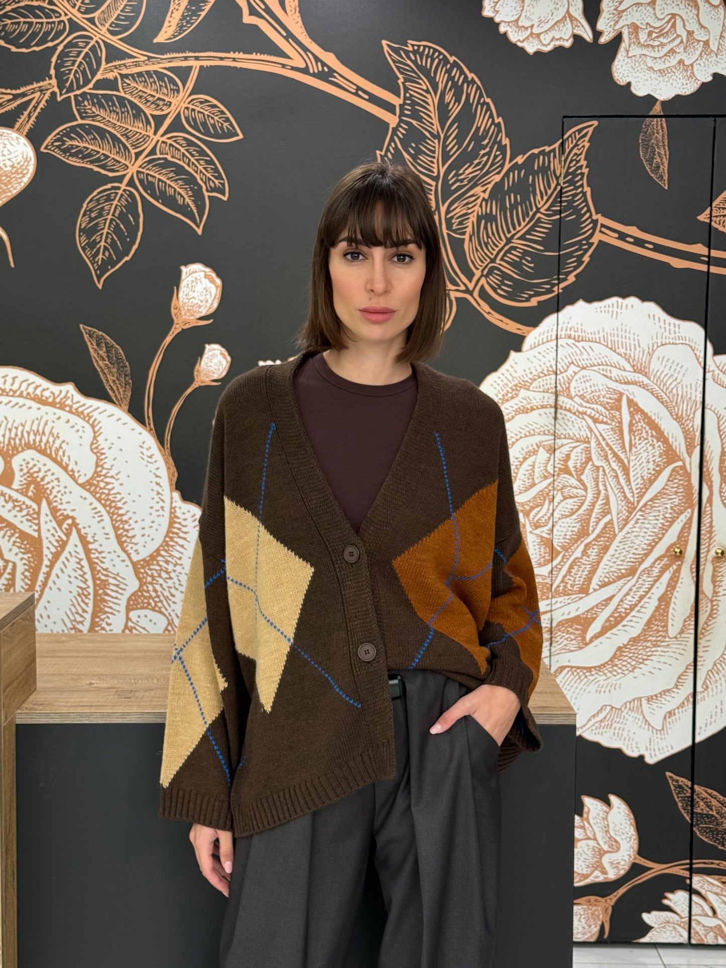 Cardigan a rombi moka - HaveOne