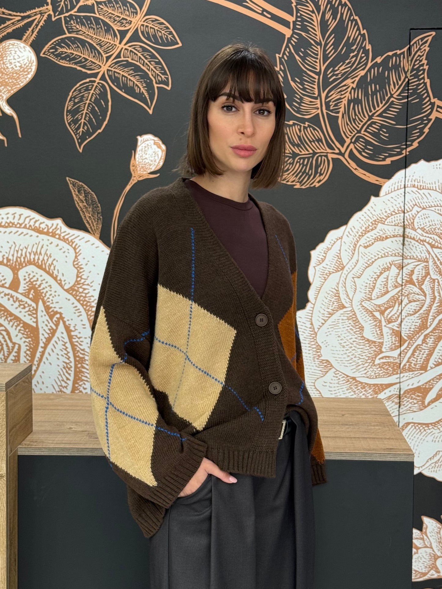 Cardigan a rombi moka - HaveOne