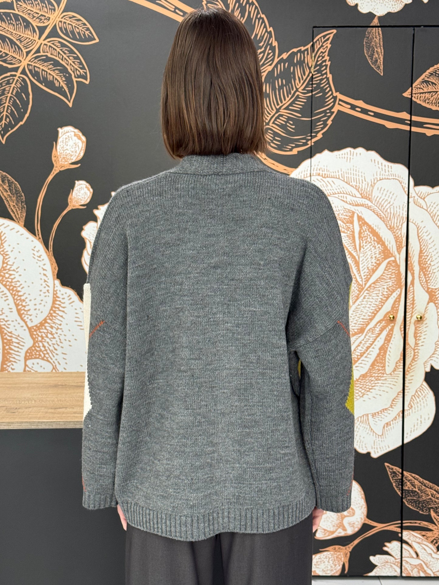Cardigan a rombi antracite - HaveOne