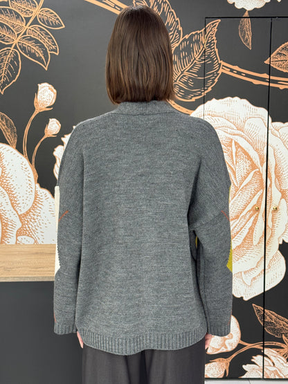 Cardigan a rombi antracite - HaveOne