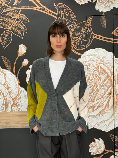 Cardigan a rombi antracite - HaveOne