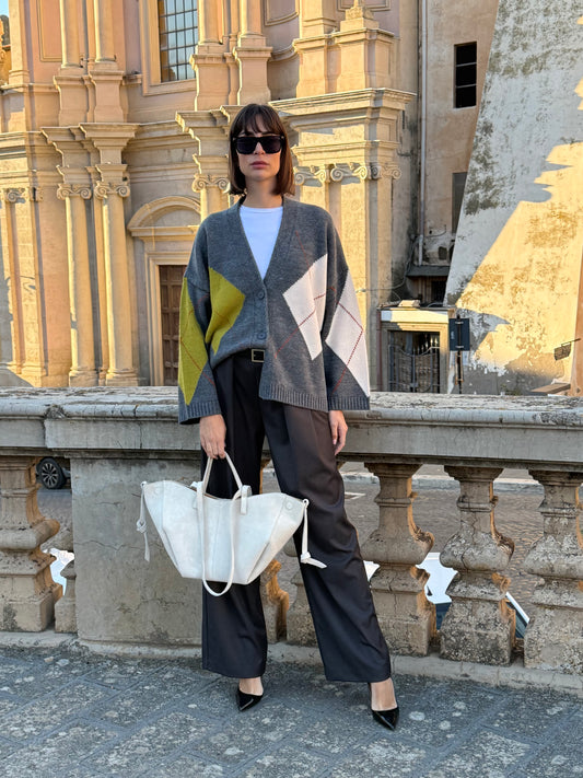 Cardigan a rombi antracite - HaveOne