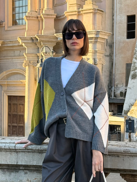 Cardigan a rombi antracite - HaveOne