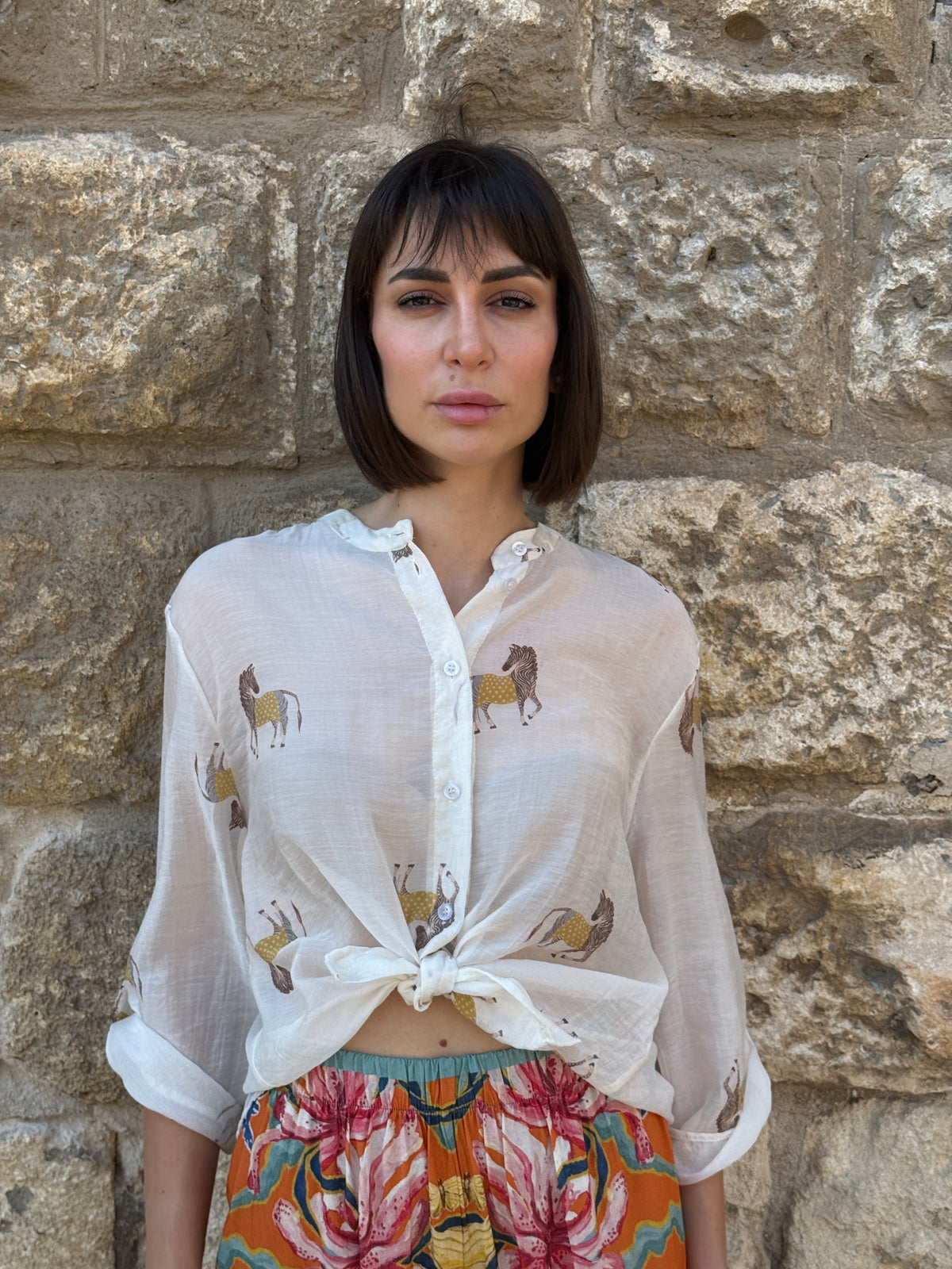 Camicia panna stampa zebra - Haveone
