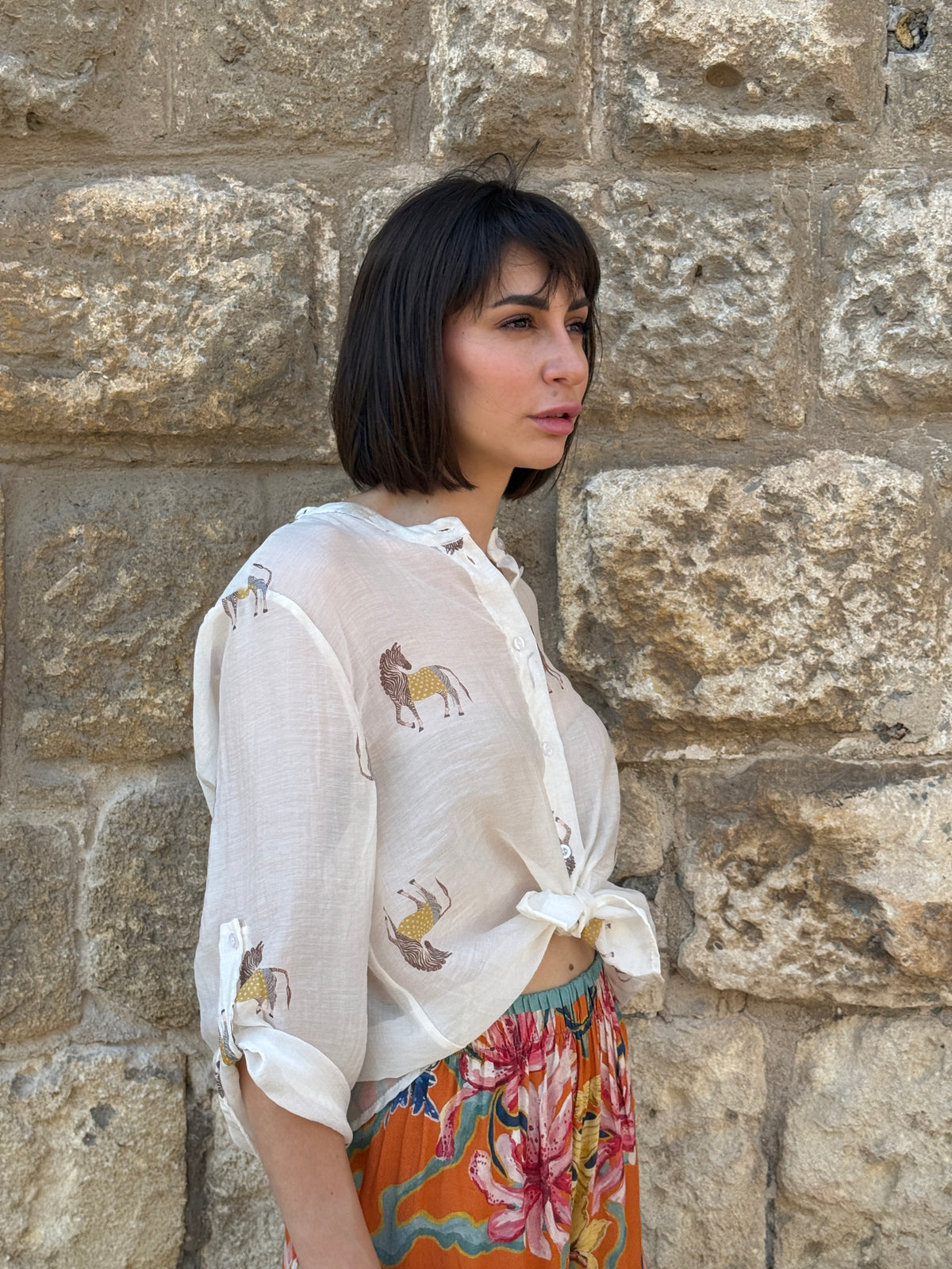 Camicia panna stampa zebra - Haveone