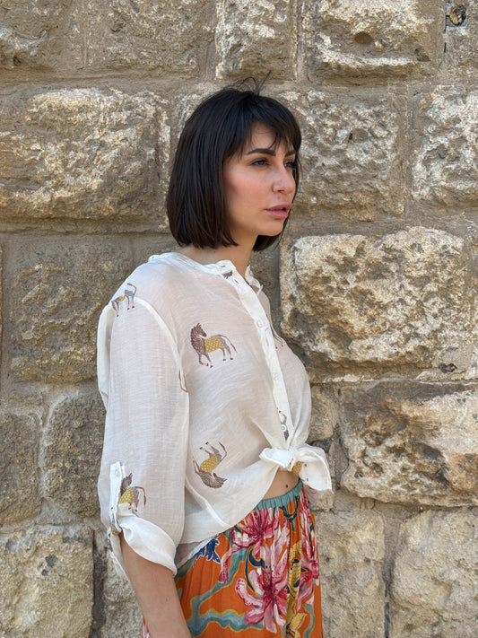 Camicia panna stampa zebra - Haveone