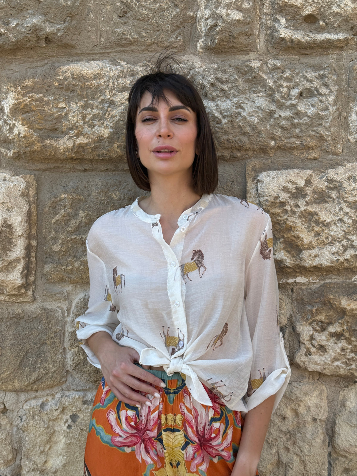Camicia panna stampa zebra - Haveone