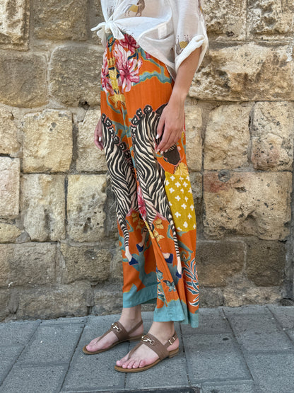 Pantalone fantasia Zebra arancione - Haveone