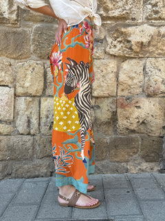Pantalone fantasia Zebra arancione - Haveone