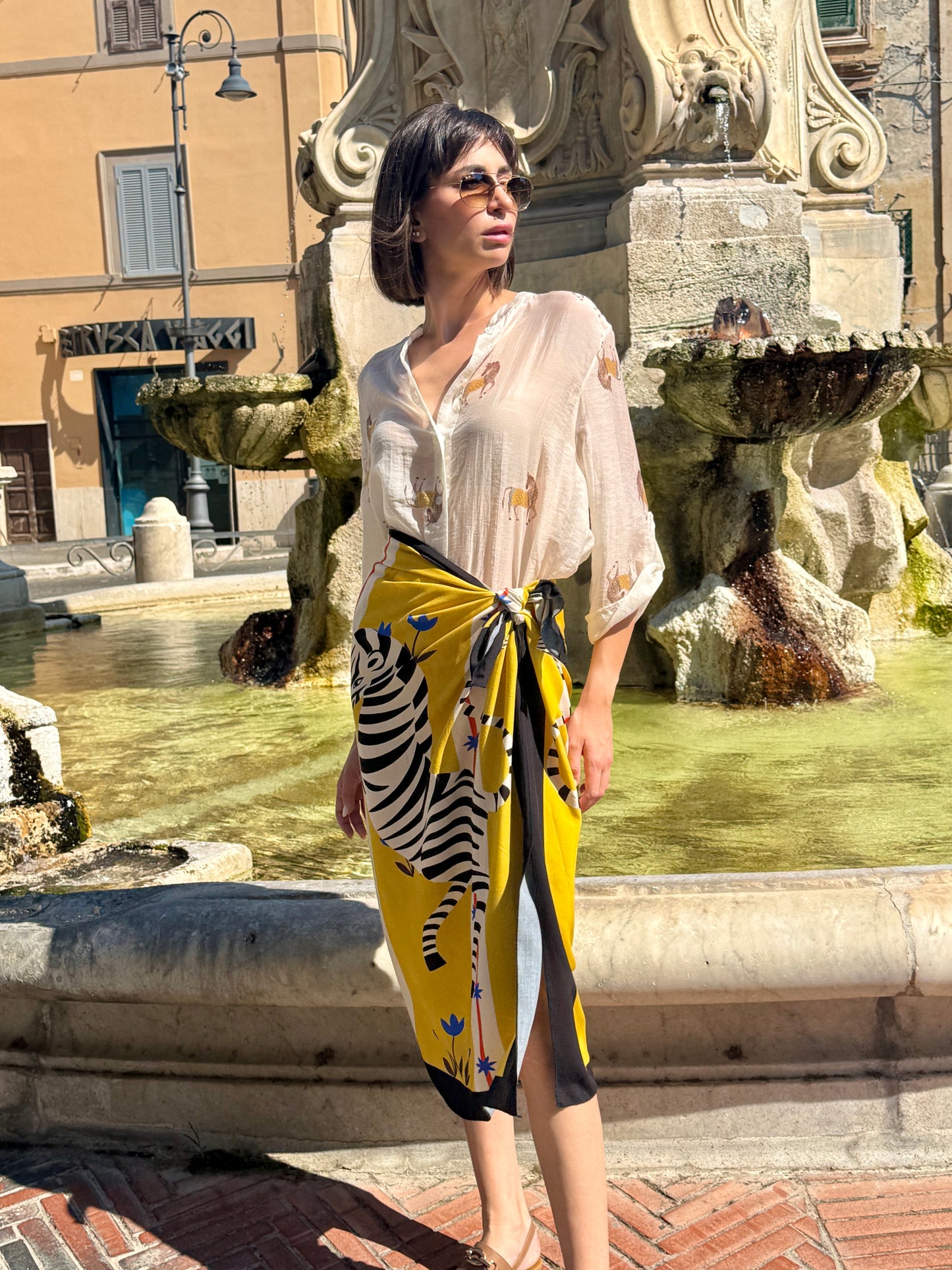Gonna pareo midi stampa zebra - Haveone
