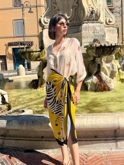 Gonna pareo midi stampa zebra - Haveone