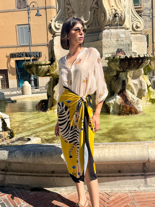 Gonna pareo midi stampa zebra - Haveone