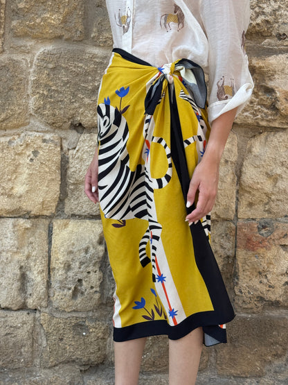 Gonna pareo midi stampa zebra - Haveone