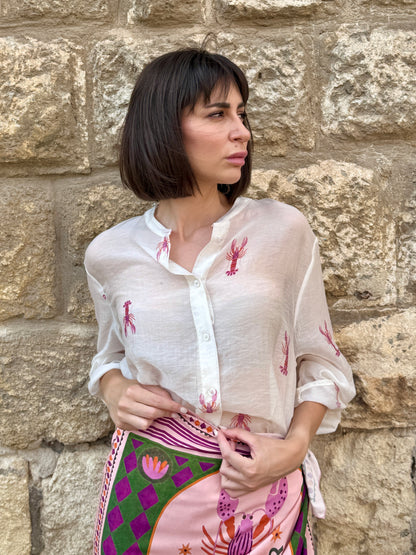 Camicia stampa aragosta rosa - Haveone