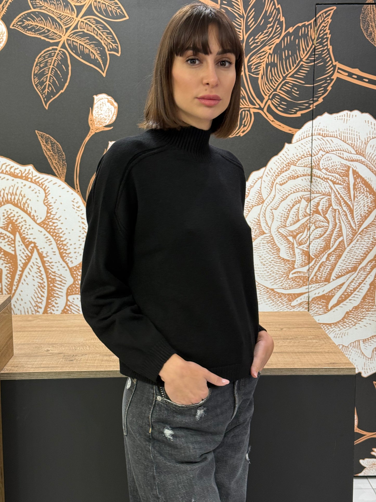 Dolcevita modello scatolina colore nero - Vicolo