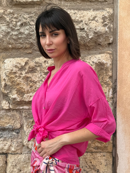 Camicia in mussola di cotone fuxia - Haveone