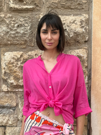 Camicia in mussola di cotone fuxia - Haveone