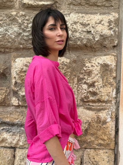 Camicia in mussola di cotone fuxia - Haveone