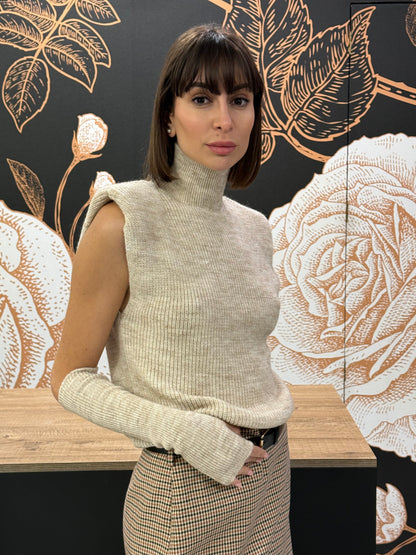 Gilet beige con manicotti - Kontatto