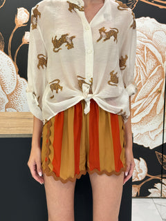 Shorts riga ocra e arancione. Haveone