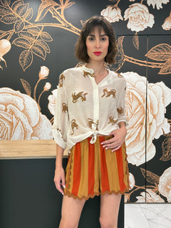 Camicia panna stampa tigre -Haveone
