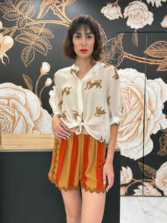 Shorts riga ocra e arancione. Haveone