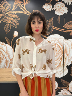 Camicia panna stampa tigre -Haveone