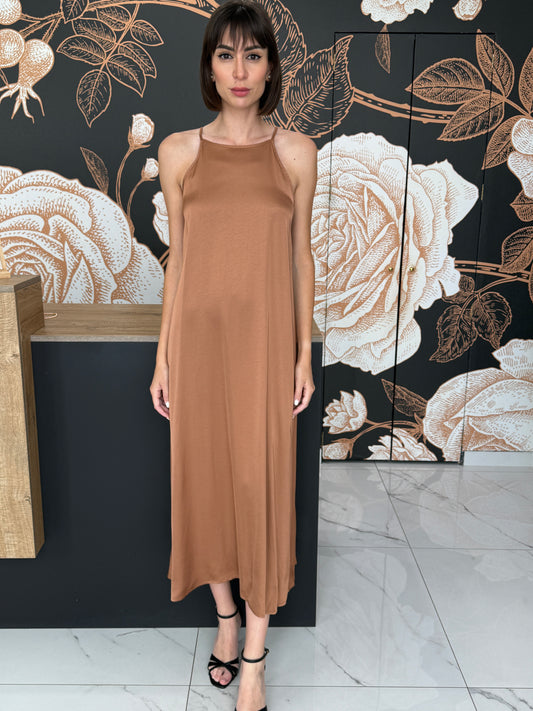 Abito lungo scollo quadrato bronze - Vicolo