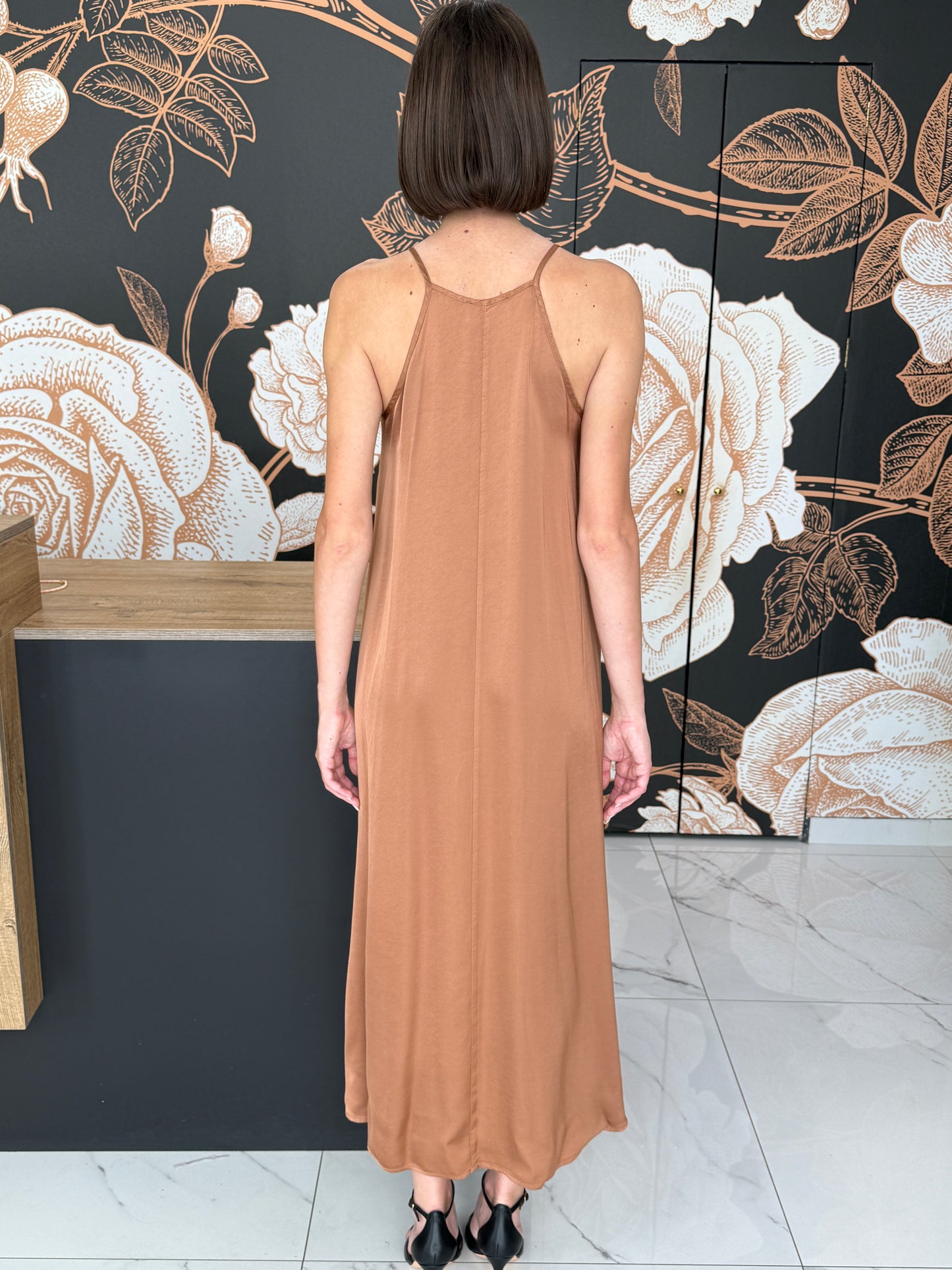 Abito lungo scollo quadrato bronze - Vicolo