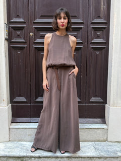 Pantalone gamba ampia cioccolato in modal - Philia Loft