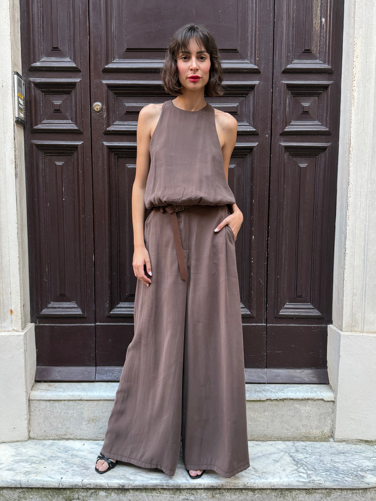 Top smanicato moro in modal - Philia Loft