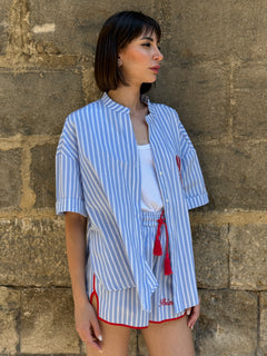 Camicia rigata con aragosta ricamata - Philia Loft