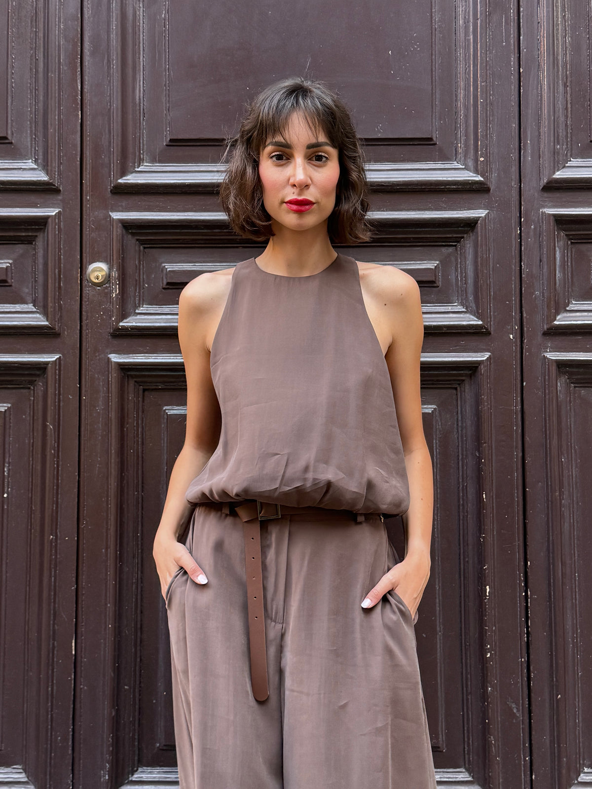 Top smanicato moro in modal - Philia Loft